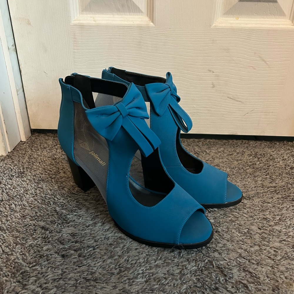 Elegant Blue Bow Women's Heels